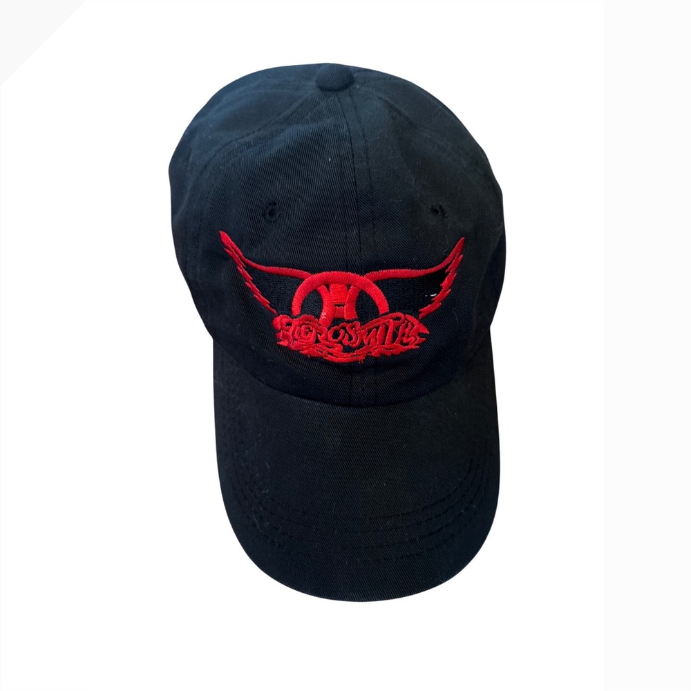 Aerosmith Band Hat Black Red Winged Logo Embroidered Adjustable Baseball Cap
